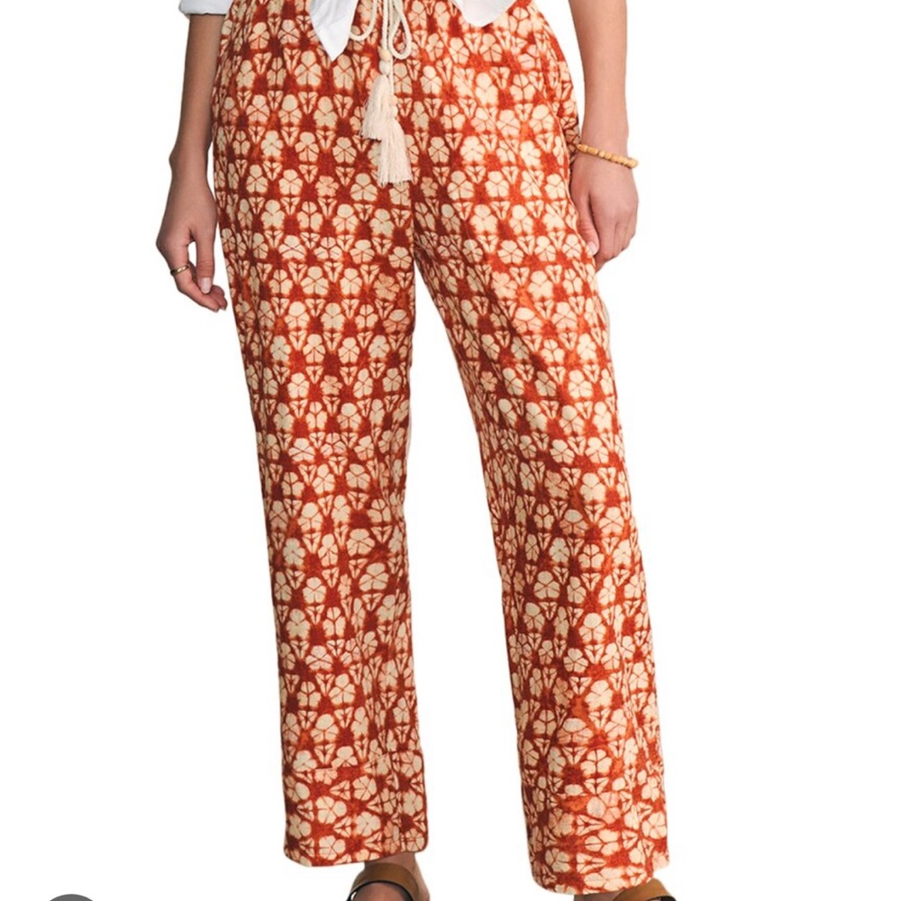 NWT Faherty Pacific Beach Linen Pant - Spiced Shibori Print